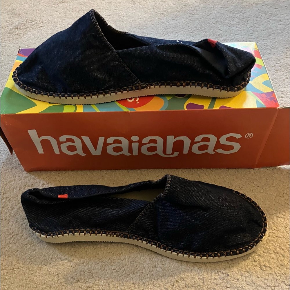 New Women’s Havaianas Navy Blue Espadrilles Size 11